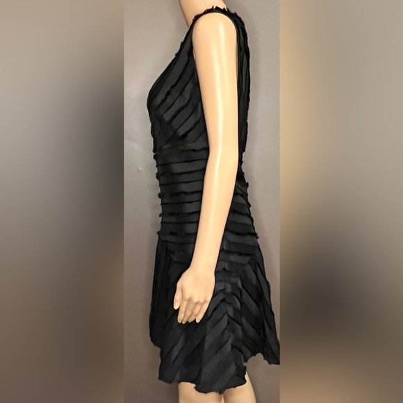 REBECCA TAYLOR Eyelash Stripe Short Black Dress Size 2 - Picture 4 of 9